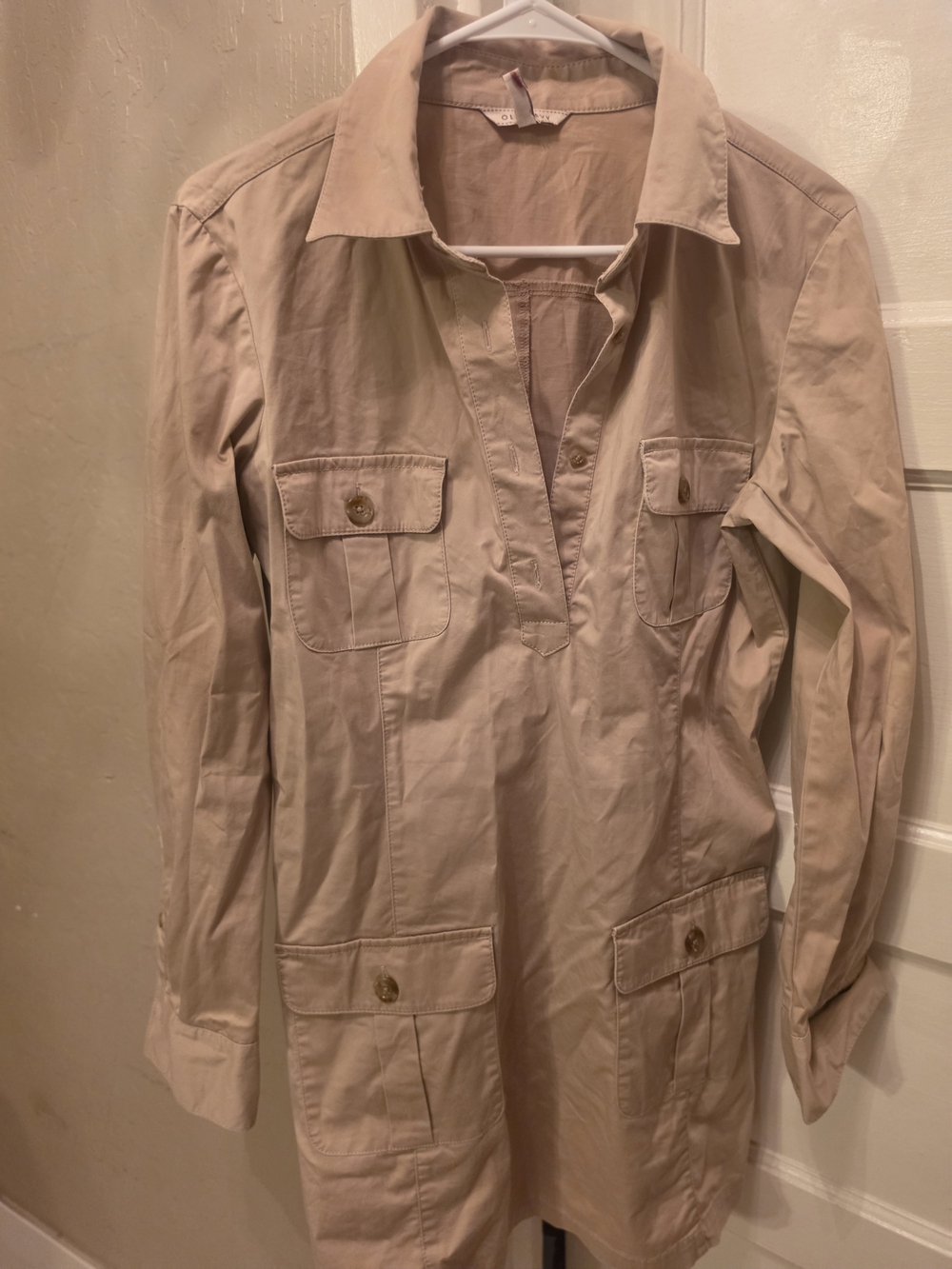 Old Navy Light Beige Utility Tunic Dress